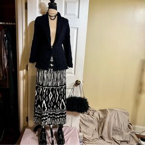 Wms JM Collections Cotton Crochet Boho Shawl Collar Peplum Knit Cardigan Black L